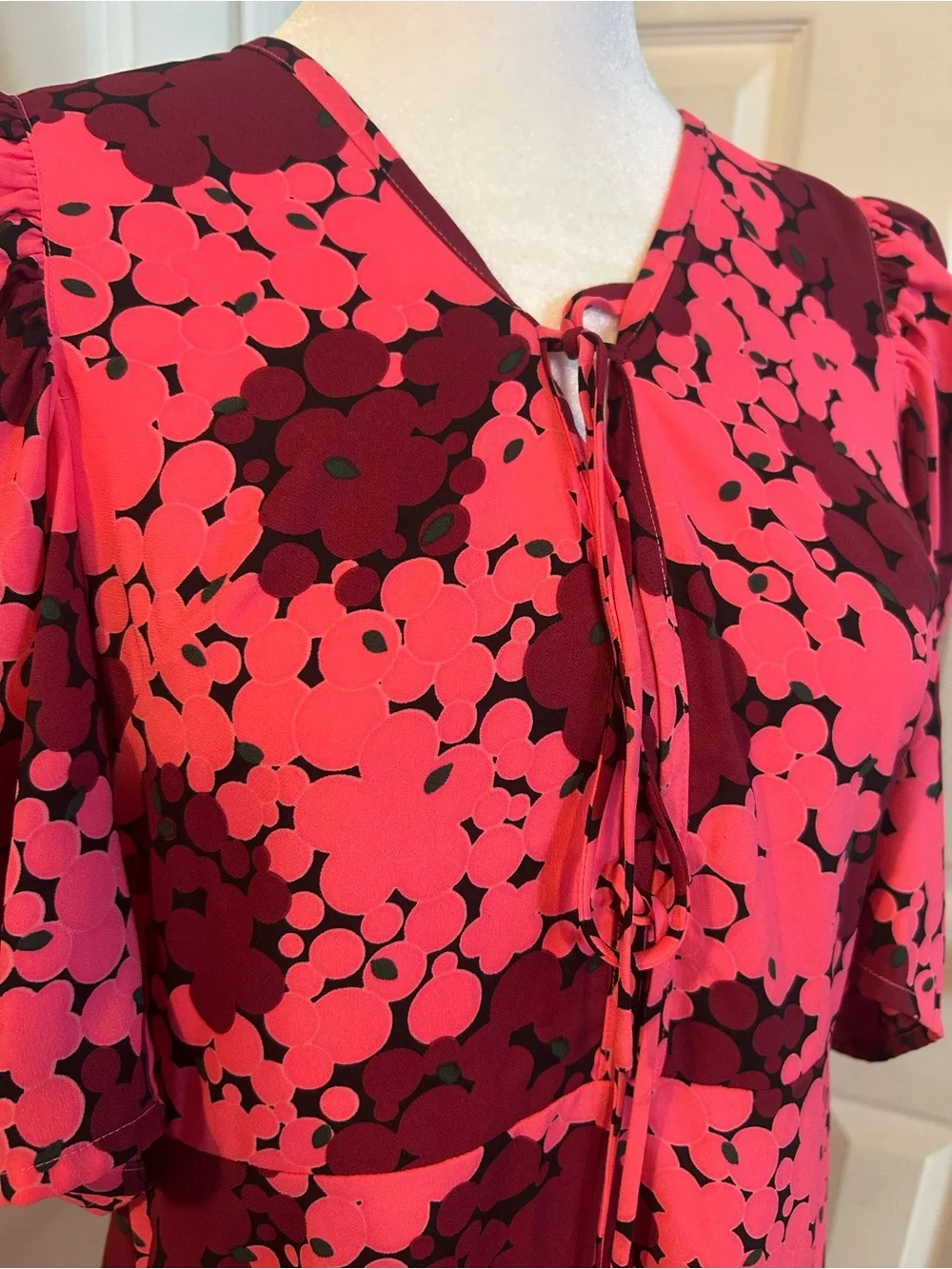 kate spade Pink and Burgundy Floral Tie-Front Mini Dress